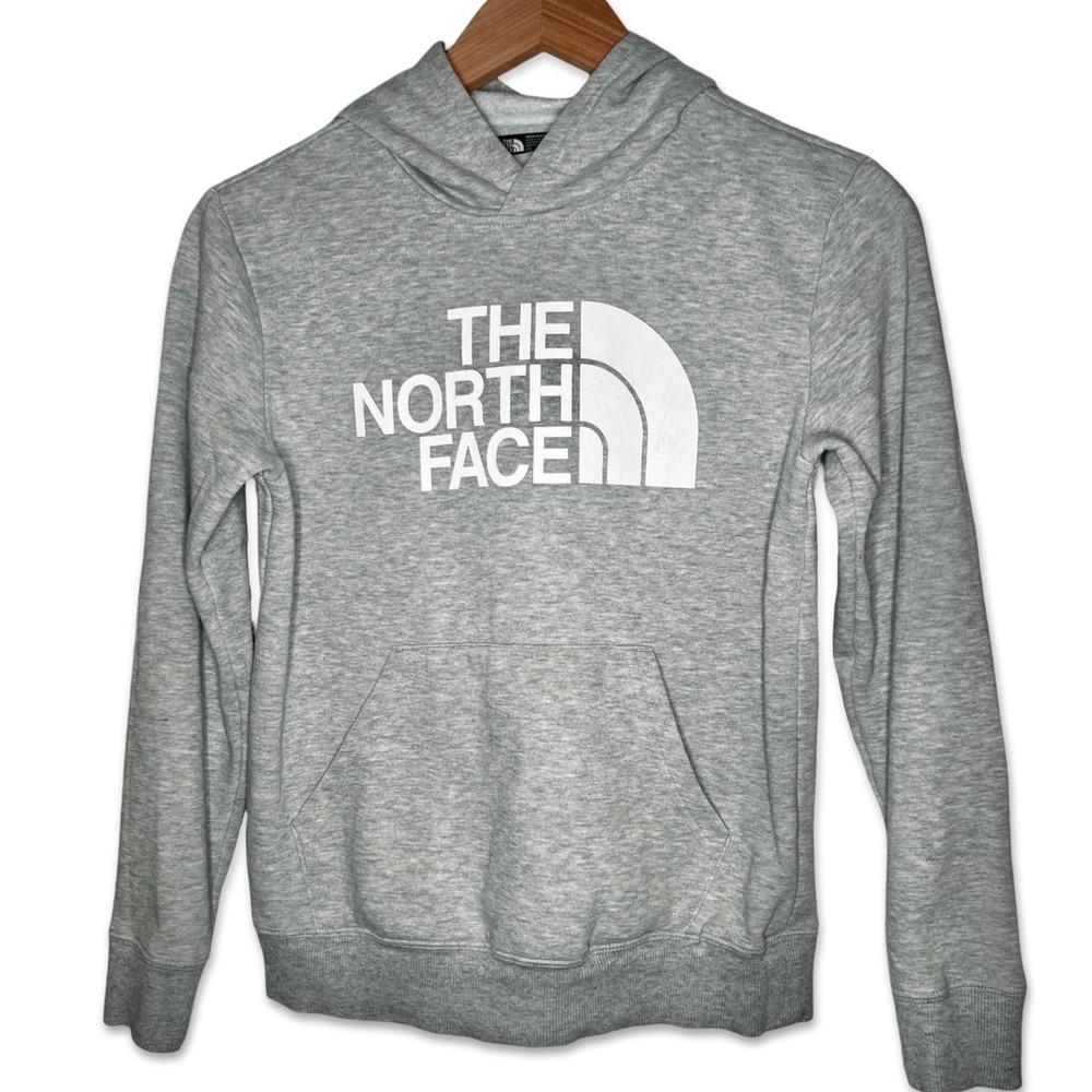 The North Face Hoodie Gray L12 Unisex Pullover Fleece Outdoor School Activities